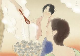 プライベートサウナでほうじ茶ロウリュを楽しむ男女